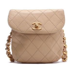 Matelasse Turnlock Bicolore Chain Waist Pouch Lambskin Beige Gold